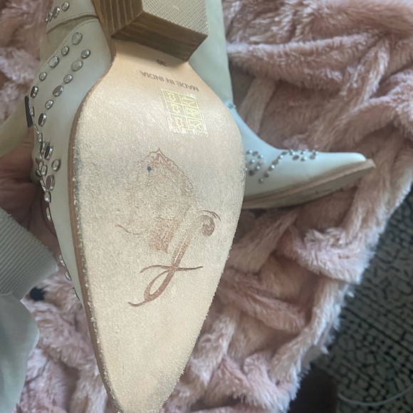 Free People Beige Studded Heeled Boots - Picture 5 of 7